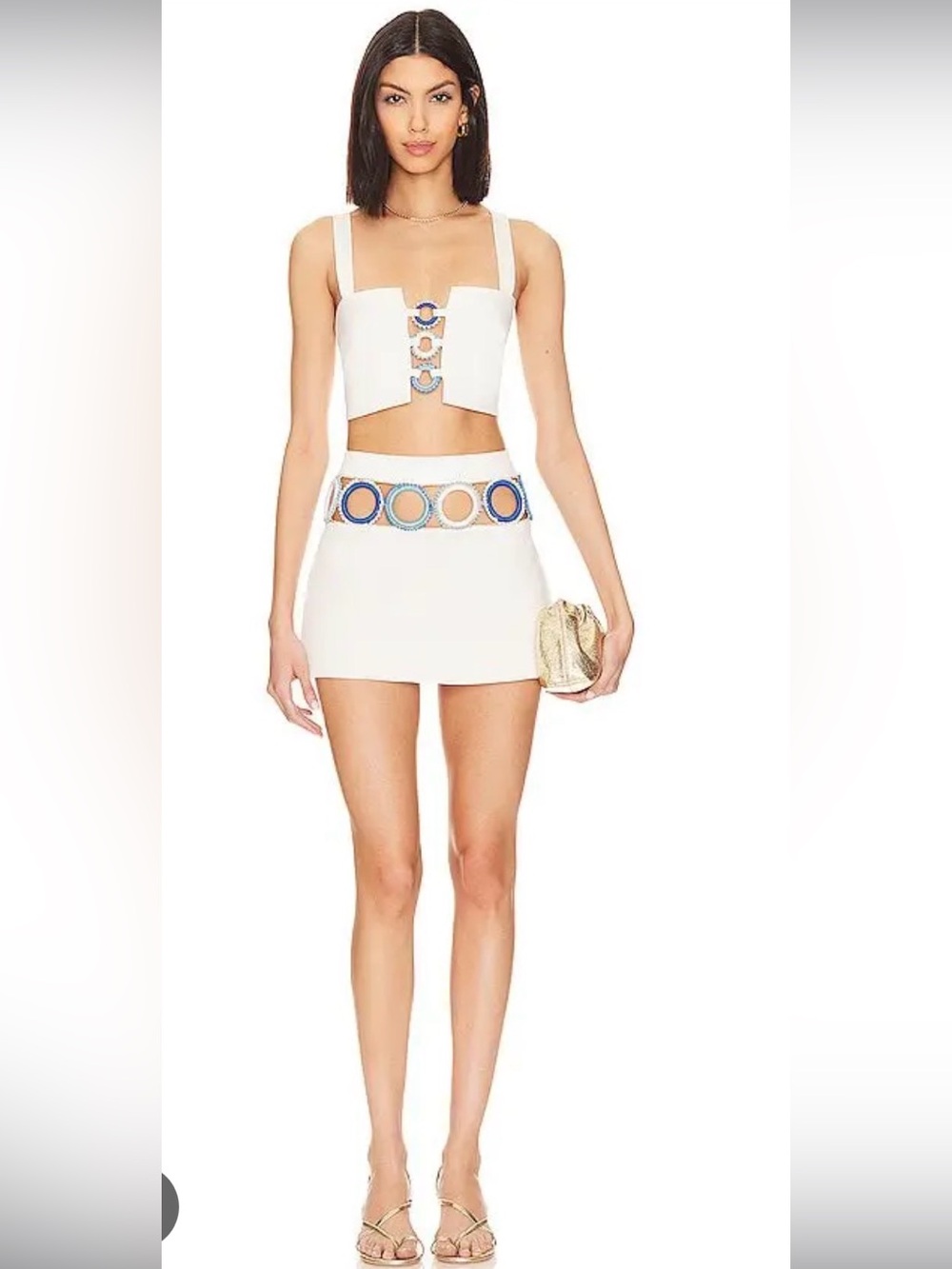 My Beachy Side A Line Mini Skirt and Square Neck Crop Top in Ivy Size Small